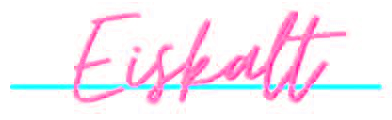 Logo der Eisdiele Eiskalt in Strausberg – Schriftzug in Neon-Pink mit türkisfarbener Linie